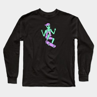 Alien Skateboarding Long Sleeve T-Shirt